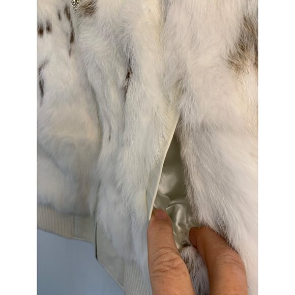 NWT Only Brand Womens White Genuine Rabbit Fur Hooded Vest 8936 Size XS/S - Picture 10 of 11